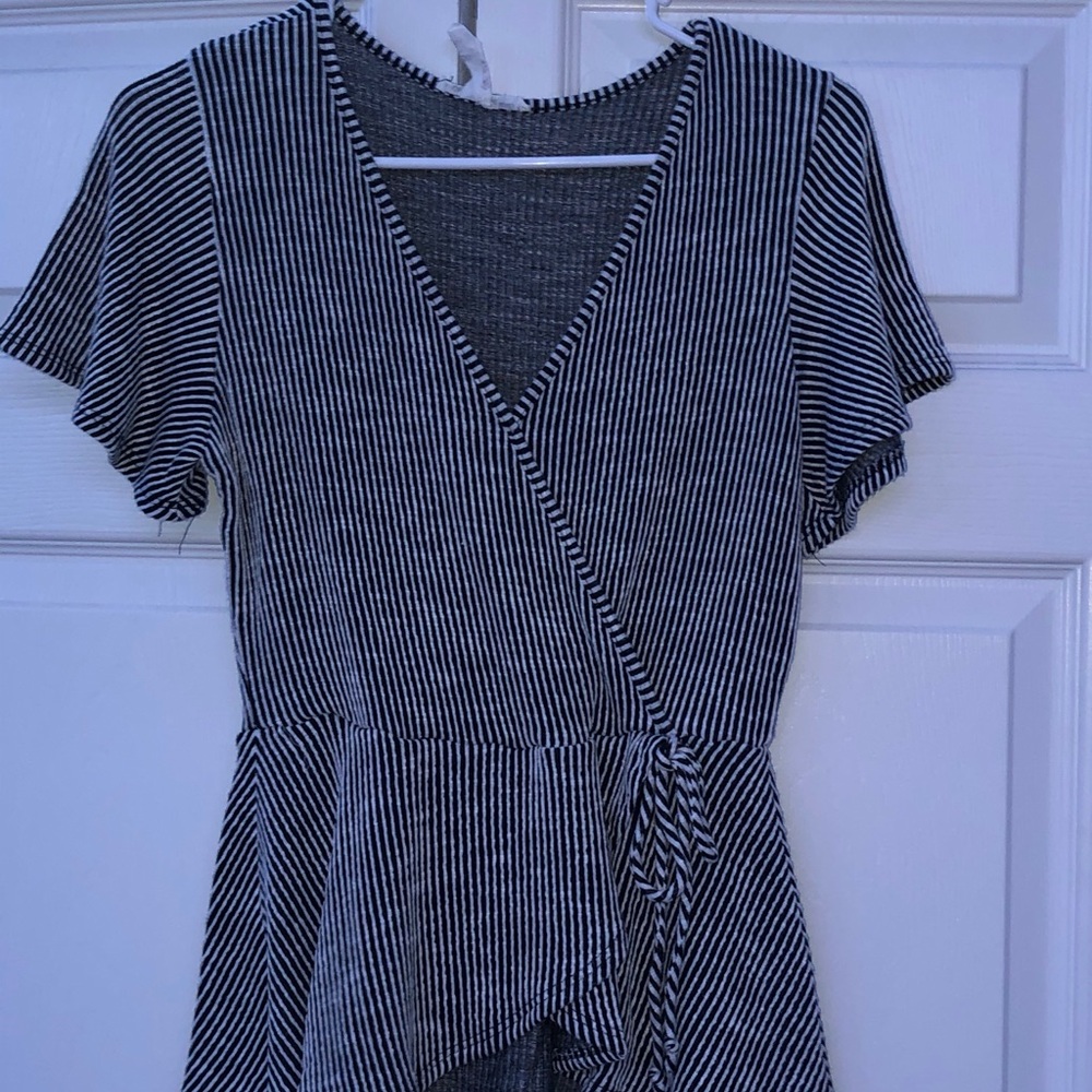 Black and white striped blouse